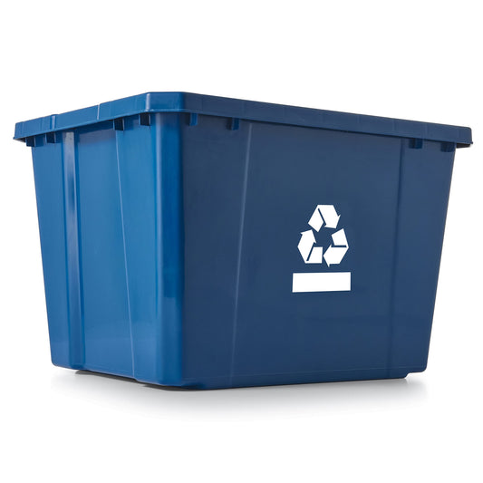 Gracious Living Medium Curbside Blue Box, Plastic 17 Gallon/64 Litre Home Trash Can Refuse and Recycling Bin Container with Built-in Handles (1 Pack)
