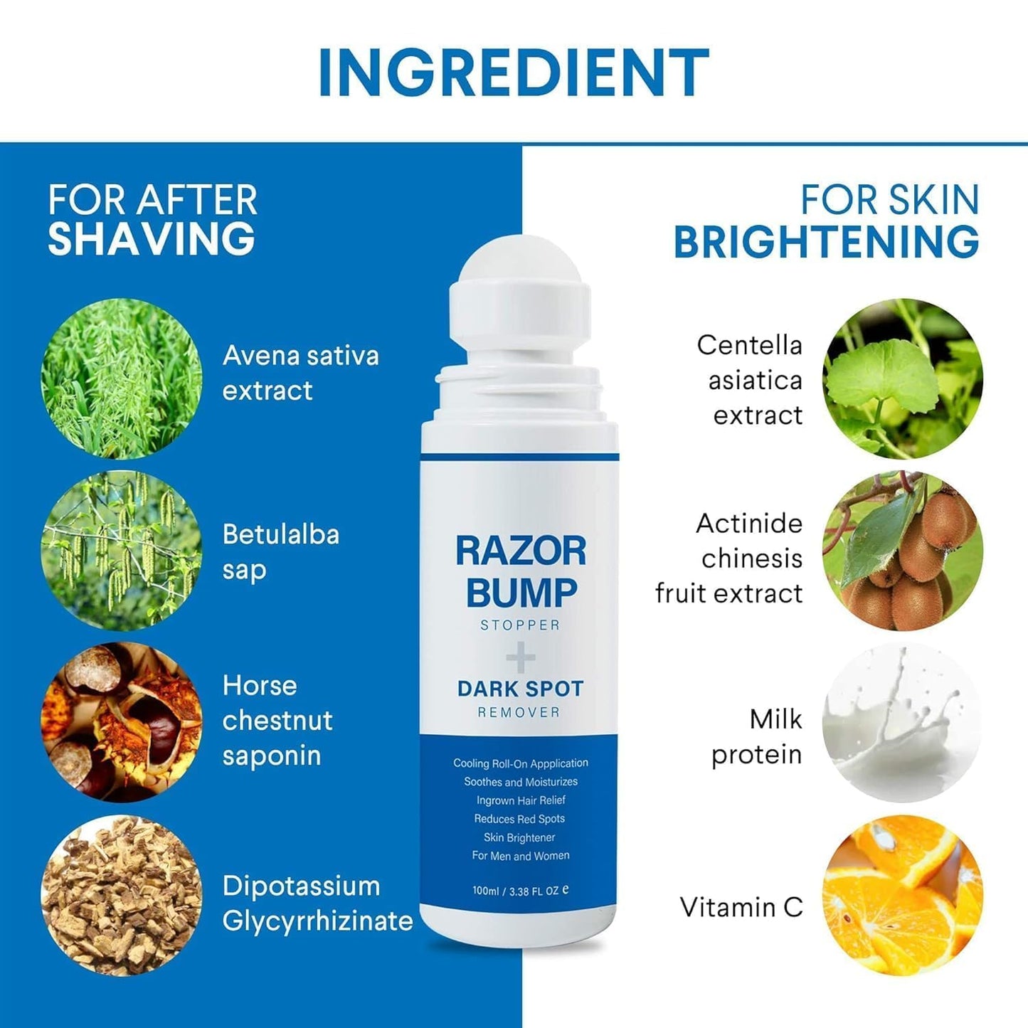 Razor Bump Stopper with Ingrown Hair Treatment: Razor Bumps Treatment for Men and Women, After Shave Solution for Ingrown Hairs and Razor Burns, Roll Beauty and Personal Care Sielkin