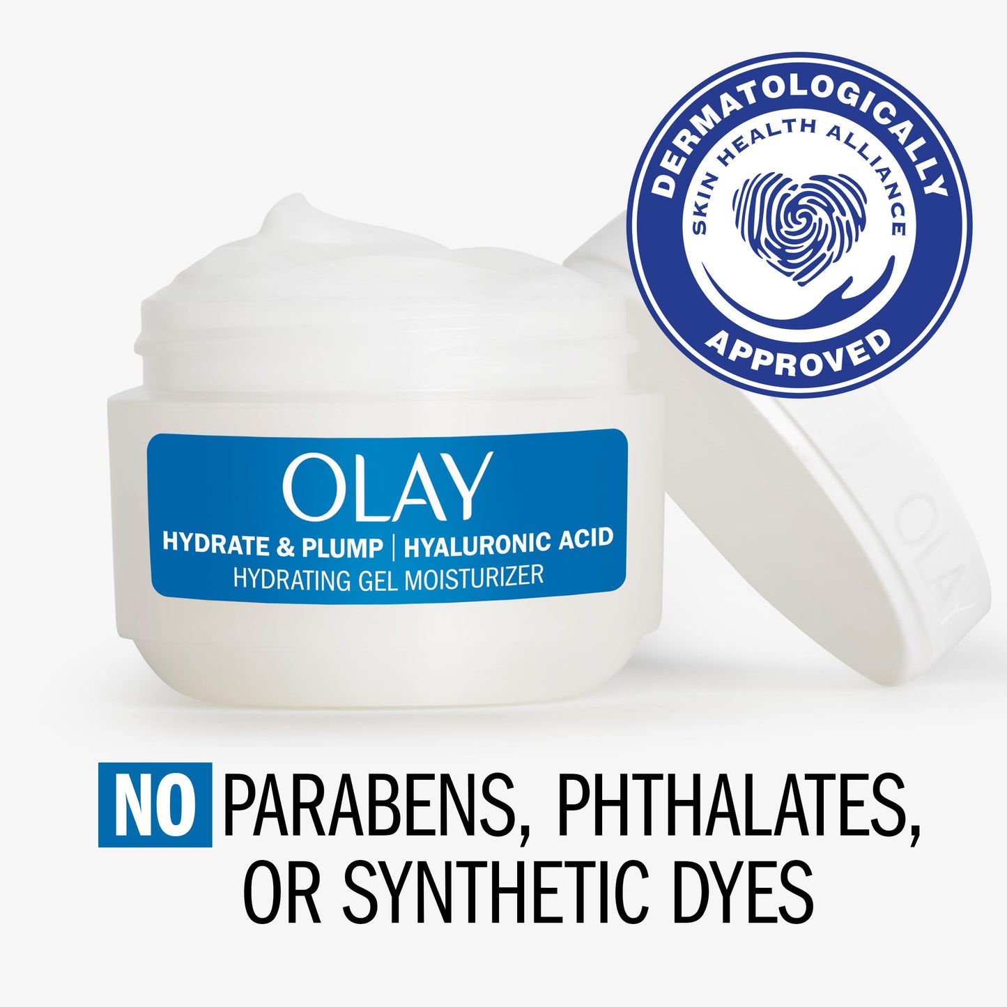 Olay Hyaluronic Acid Face Mousturizer, Plump & Hydrate, Fragrance-Free - Hydrating Gel for Dry Skin Retain & Replenish Moisture, with Niacinamide