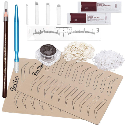 Fenshine Eyebrow Practice Kit with Blades Pigment Practice Skin Eyebrow Ruler Repair Gel Ring Cup Finger Gloves Pencil Beauty & Personal Care fenshine