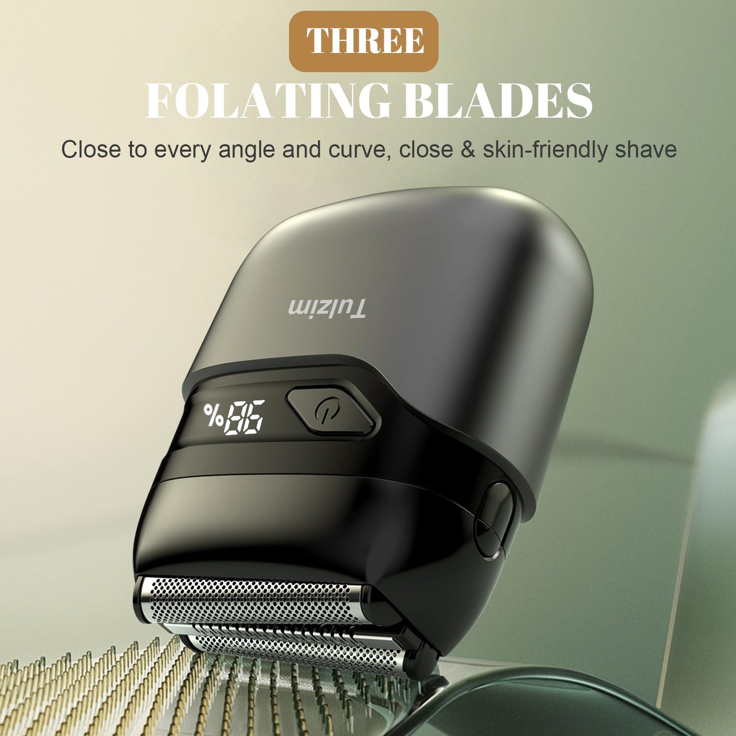 Tulzim Electric Foil Shaver for Men: Portable Electric Razor for Beard/Face - 3 Floating Blade LED Display USB-C Fast Rechargeable - IPX7 Waterproof Beauty and Personal Care Tulzim