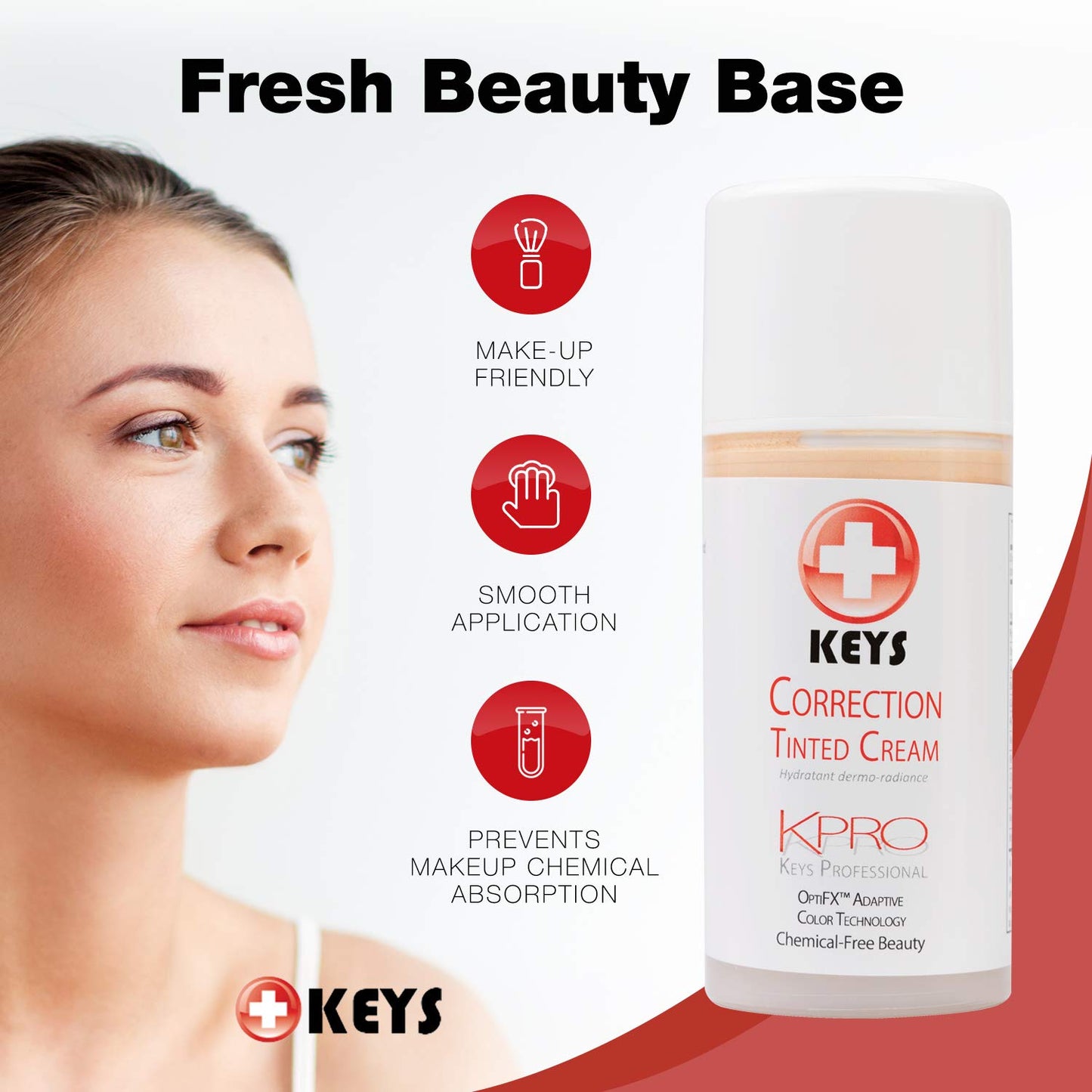 Keys Care KPRO Hydrating Tinted Correction Cream with OptiFX Adaptive Color Technology | Moisturize, Smooth, and Fill Fine Lines| 100% All-Natural
