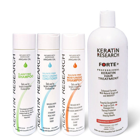 Forte Plus Extra Strength Brazilian Keratin Hair Treatment Professional 1000ml Bottle with 300ml Moisturizing Shampoo, Moisturizing Conditioner Beauty & Personal Care KERATIN RESEARCH