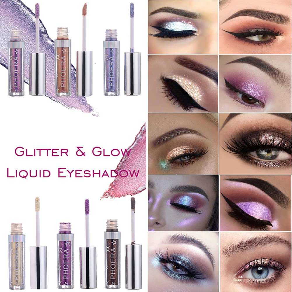 Glitter Eyeshadow，Makeup For Eyes Liquid Shimmer Sparkle Glow Light Colors Pencil Stick Shiny Long Lasting Waterproof Shining Eye Shadow Sets…