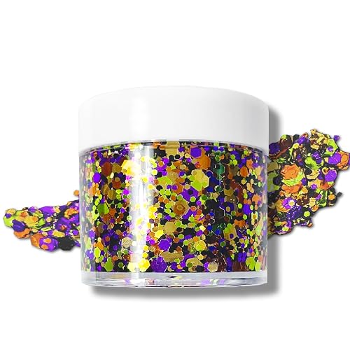 Halloween Glitter Gel for Body, Face, Hair and Lip, Color Changing Glitter Gel Under Light (Halloween)
