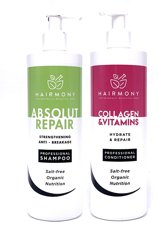 Hairmony Professional Kit for Strengthening & Damaged Hair, Absolute Repair Shampoo 32 fl.oz. + Collagen & Vitamins Conditioner 32 fl.oz Beauty & Personal Care Hairmony