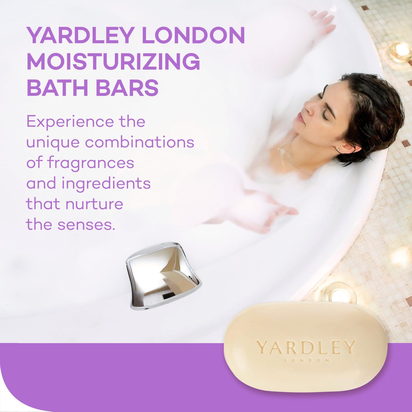 Yardley London English Lavender Naturally Moisturizing Bath Bar, 4 ounce