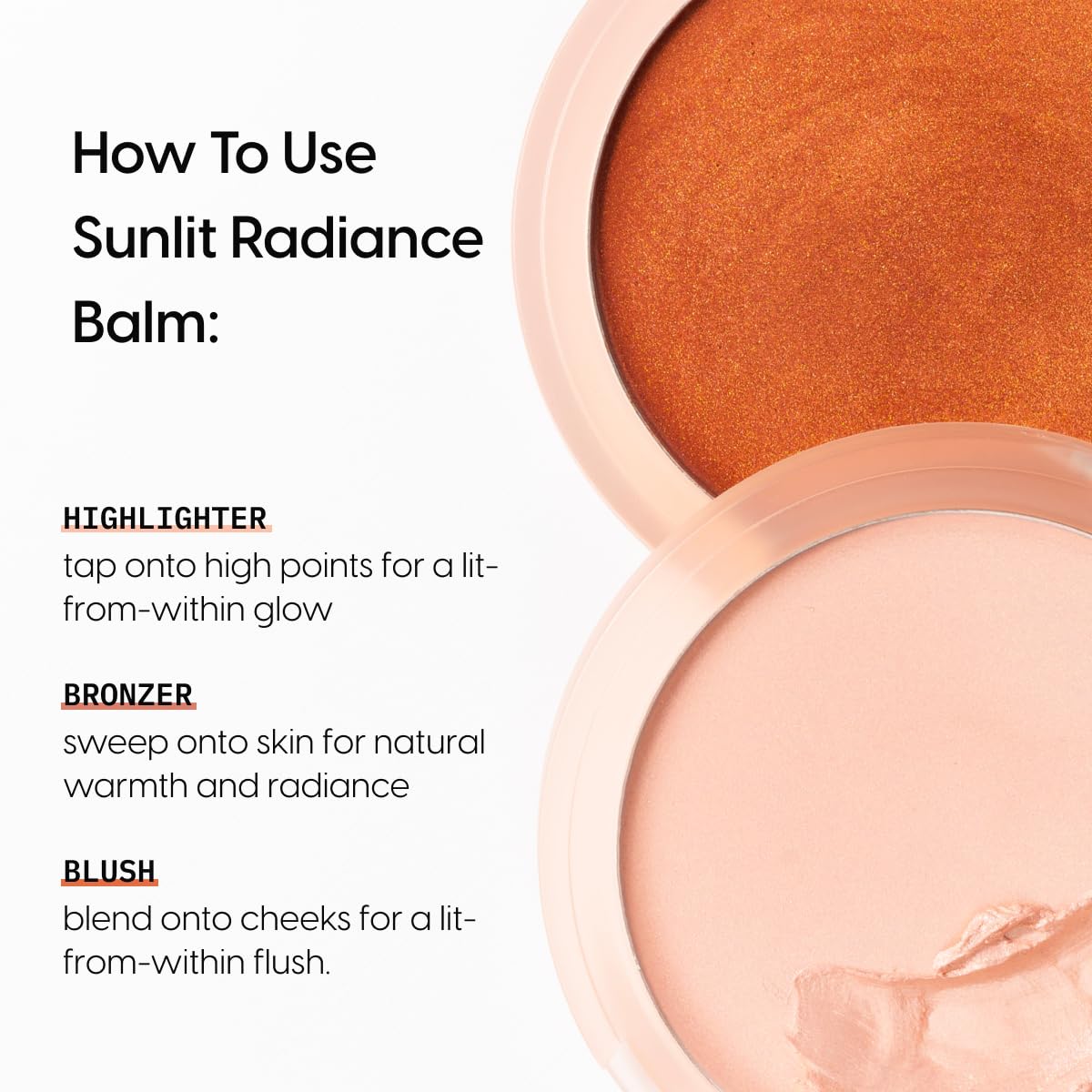 Kara Beauty Sunlit Radiance Glow Balm Highlighter and Bronzer Cream for Dewy Glow, Natural Mica Shimmer Face Blush Balm, Lightweight Formula