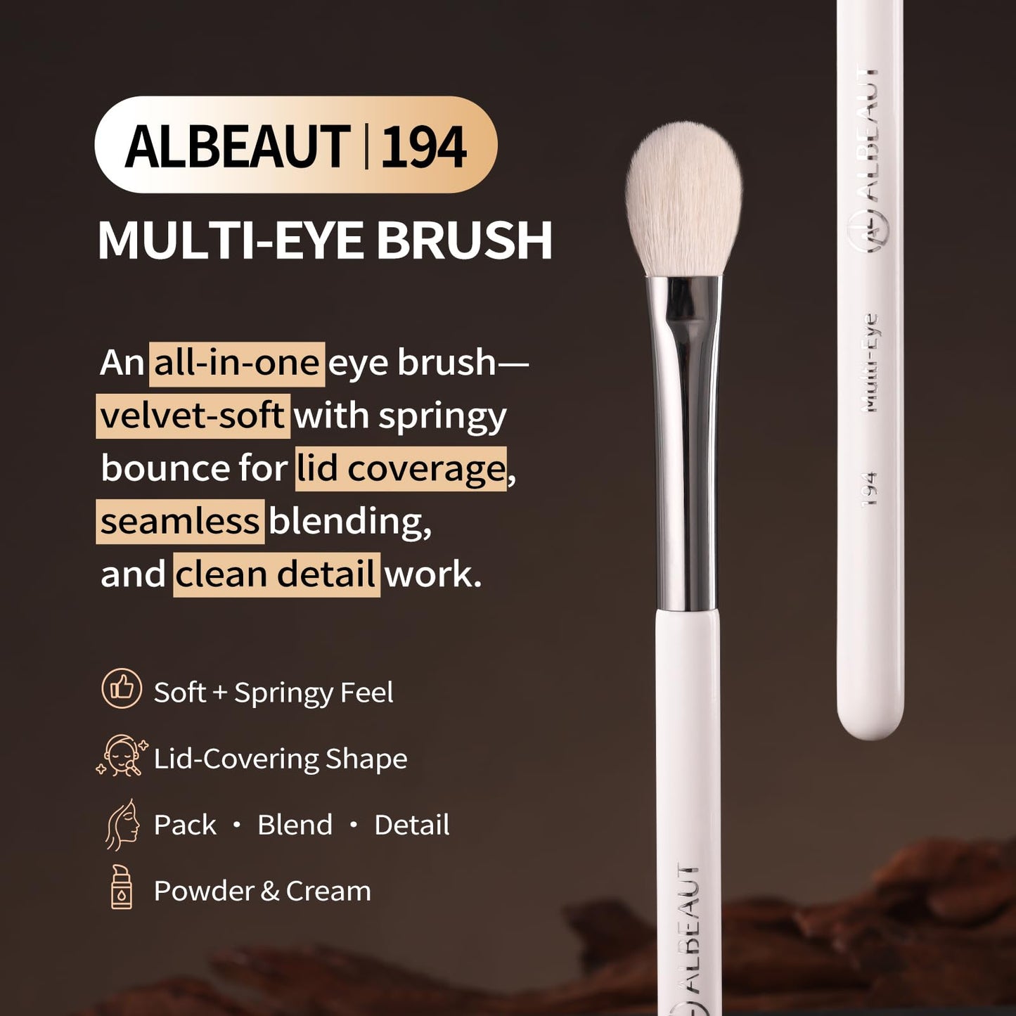Albeaut Eyeshadow Brush, Eye Makeup Brush Even Eyeshadow Applicators Soft Natural Hair Bristles for Flawless Smudge, Multi-task for spot conealing