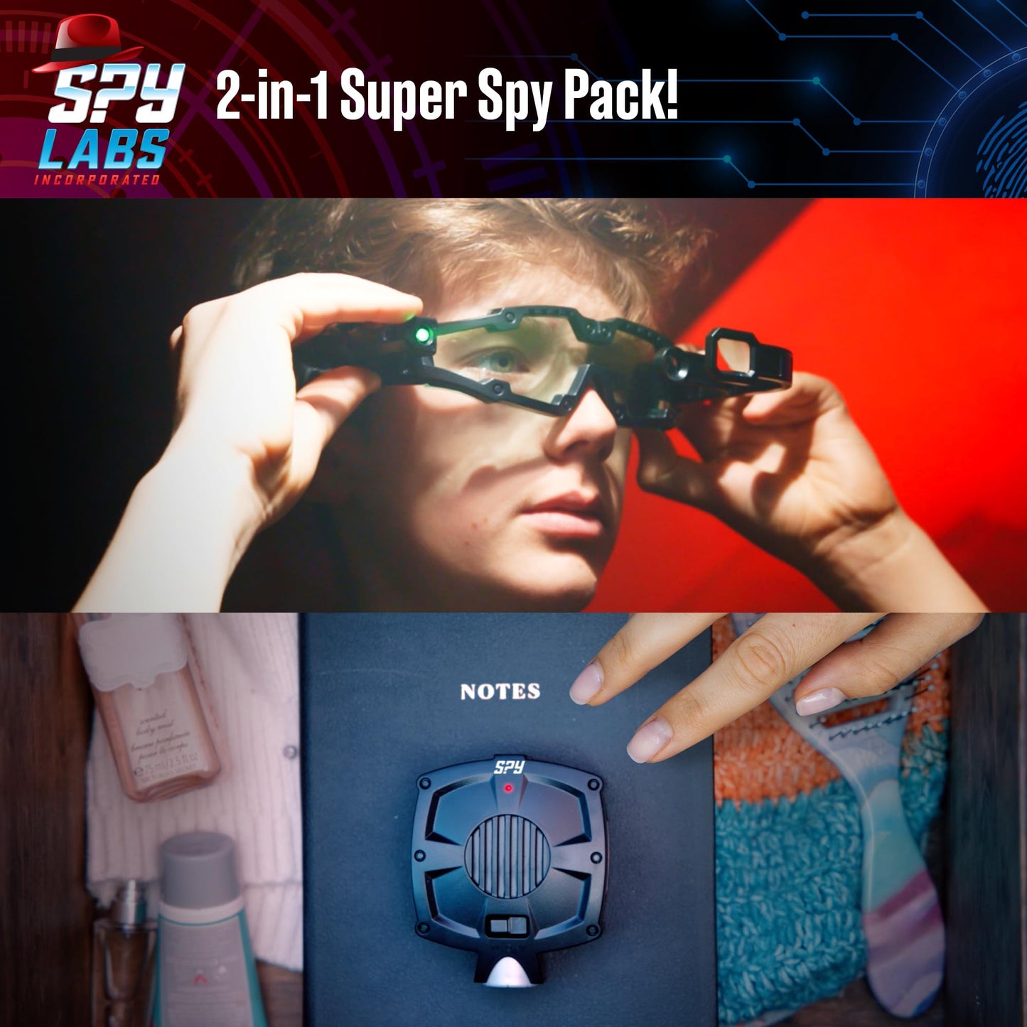 Thames & Kosmos Spy Labs Ultimate Spy Sleuth 2-in-1 Pack – Night Vision Goggles & Motion Detector Alarm Toys for Kids Ages 8+
