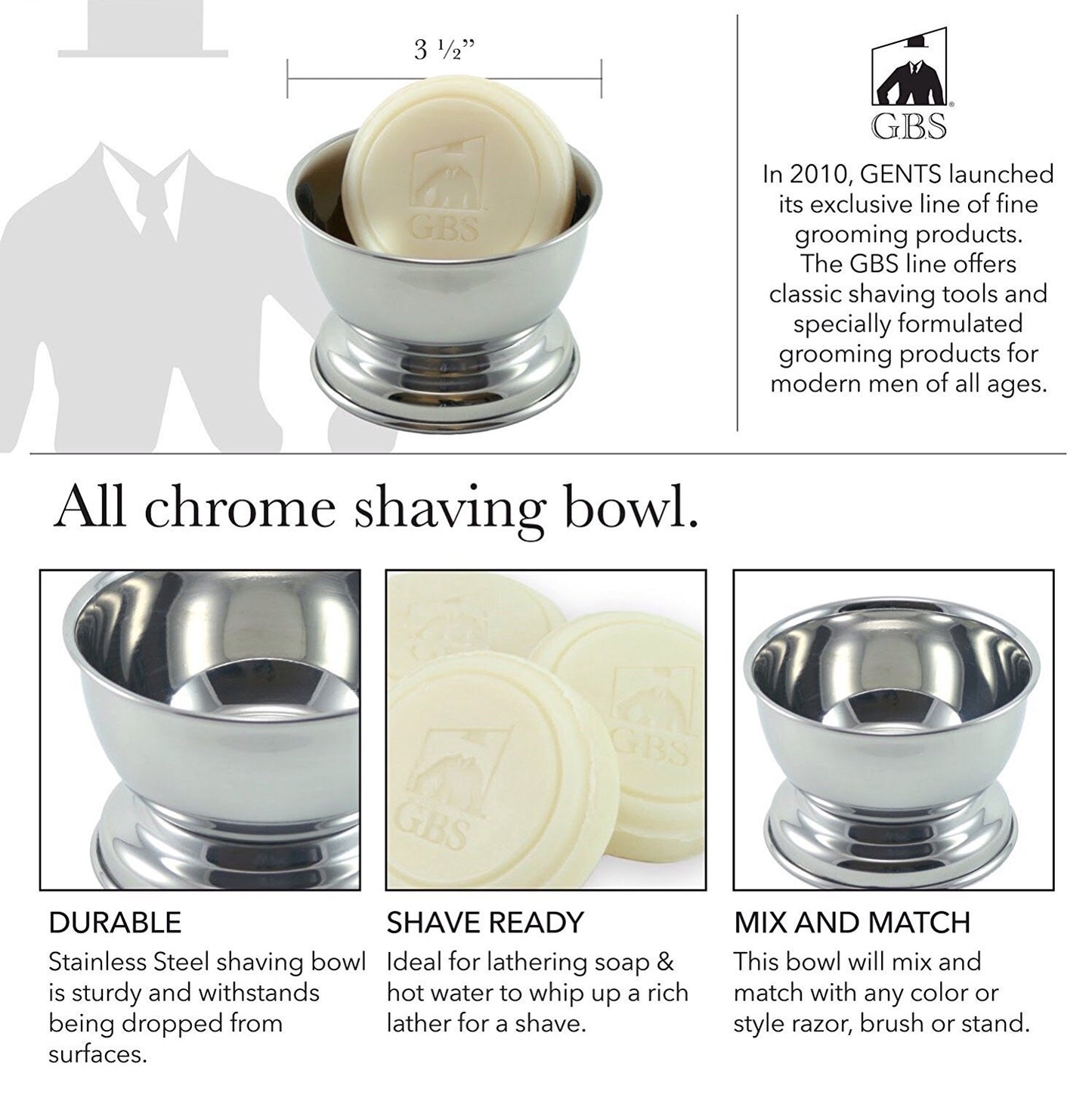 G.B.S Stylish Shaving Set, Tall Heavy Duty Knurled Slant Razor, Chrome Shaving Bowl, Natural Shaving Soap, Razor Case, Brush and Razor Stand, 10 Beauty and Personal Care G.B.S