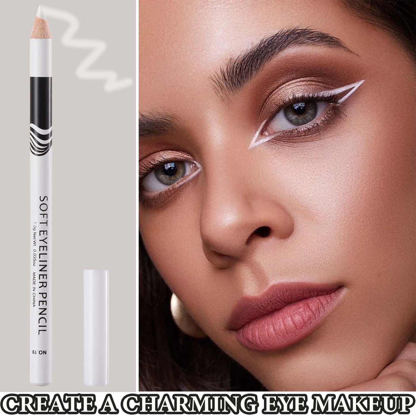 WENJLYJ 12 PCS White Eyeliner Pencils,Professional Long Lasting Waterproof Makeup Pencils,Highly Pigmented Inner Corner Eye Highlighter Eyeliner