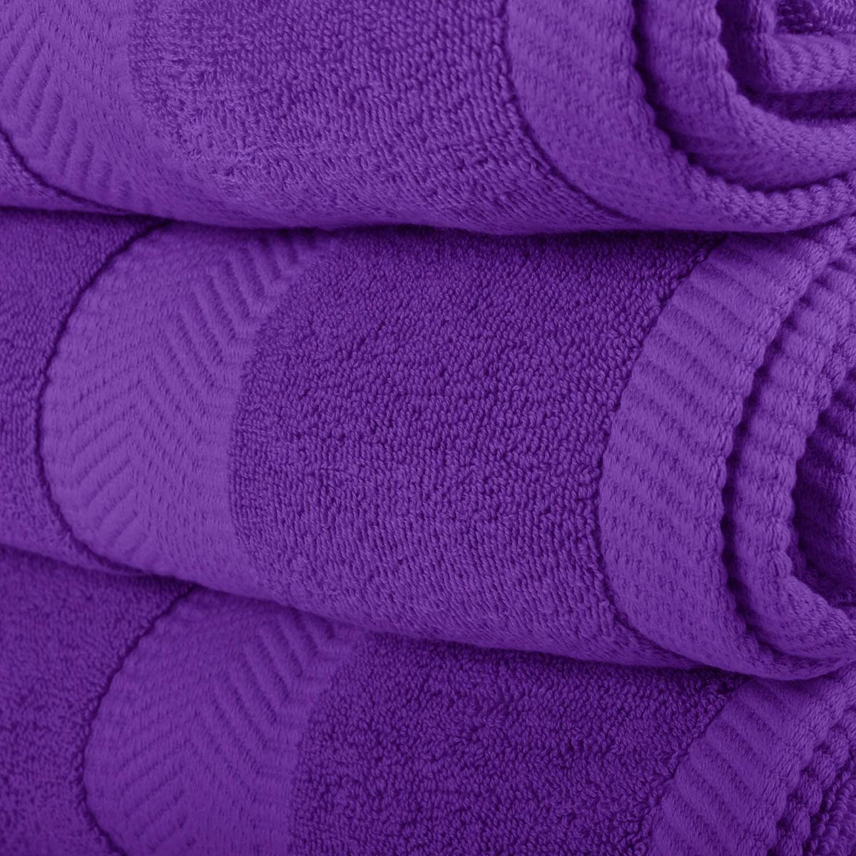 BY LORA Terry Cotton Bath Towel, Hand Towel and Wascloth Set, Purple, Set of 8