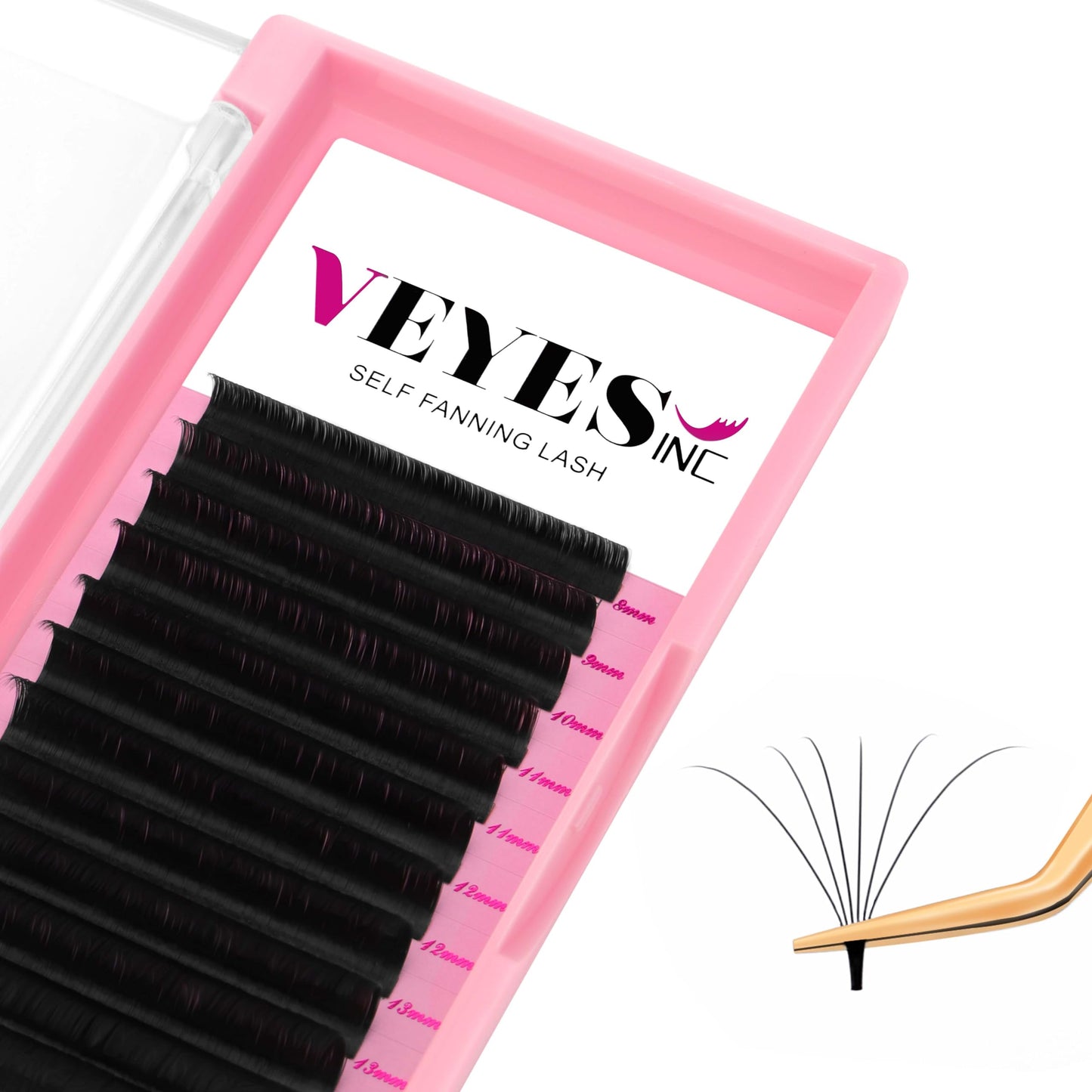 VEYES INC Easy Fan Volume Lash Extensions 03 05 07 J/B/L/C/CC/D/DD Curl 8-25mm Mixed & Single Length Tray, Matte Black Self Fanning Eyelashes Beauty and Personal Care VEYES INC Default Title