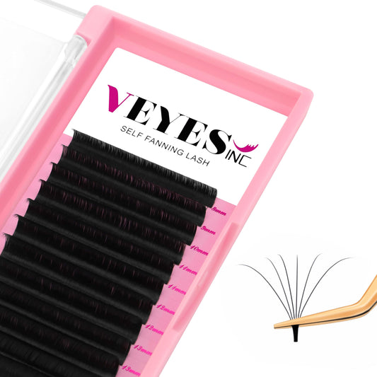 VEYES INC Easy Fan Volume Lash Extensions 03 05 07 J/B/L/C/CC/D/DD Curl 8-25mm Mixed & Single Length Tray, Matte Black Self Fanning Eyelashes Beauty and Personal Care VEYES INC Default Title
