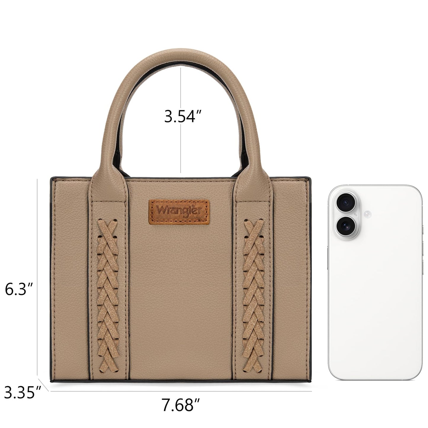 Wrangler Mini Tote Bag for Women Cute Small Satchel Purse Top-handle Handbag Crossbody Puese with Adjustable Strap Khaki WG70S-8120KH