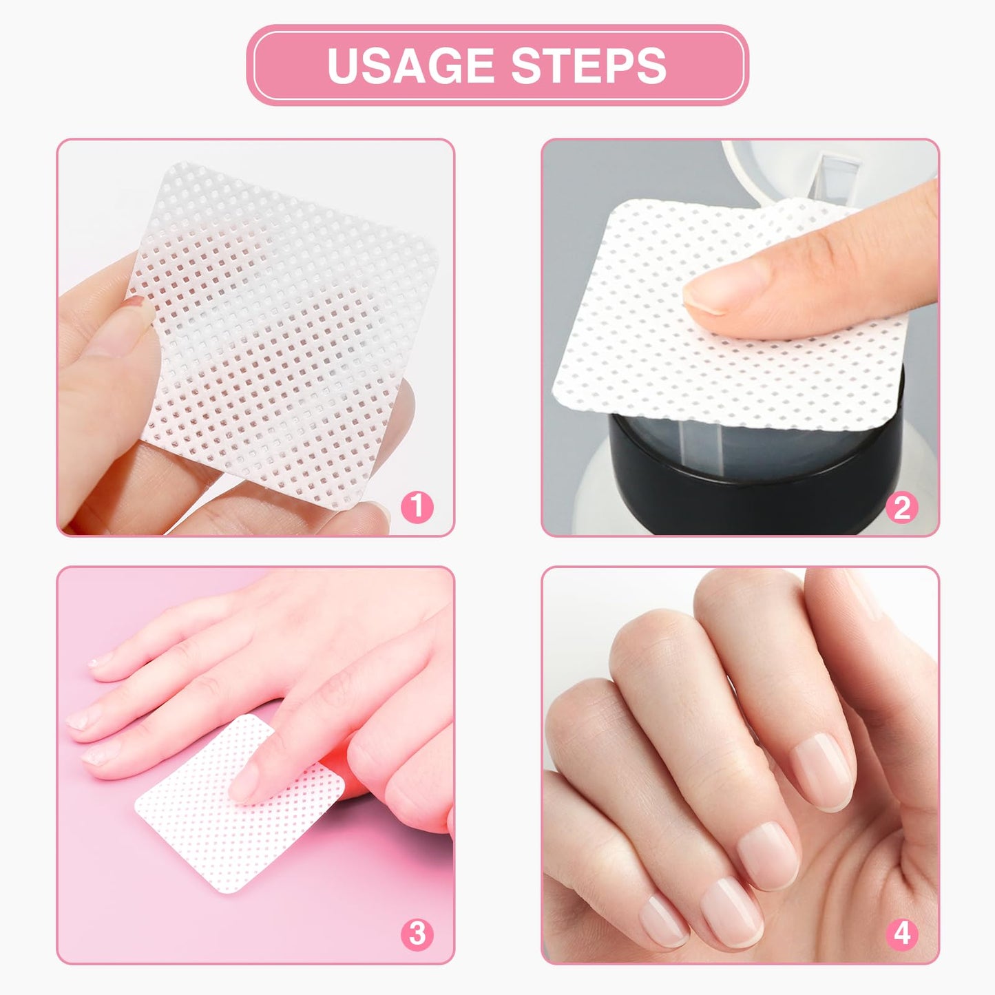 BLUERISE Lint Free Nail Wipes Pink 1200pcs Nail Polish Remover Pads Soft Absorbable Eyelash Extension Glue Cleaning Wipes
