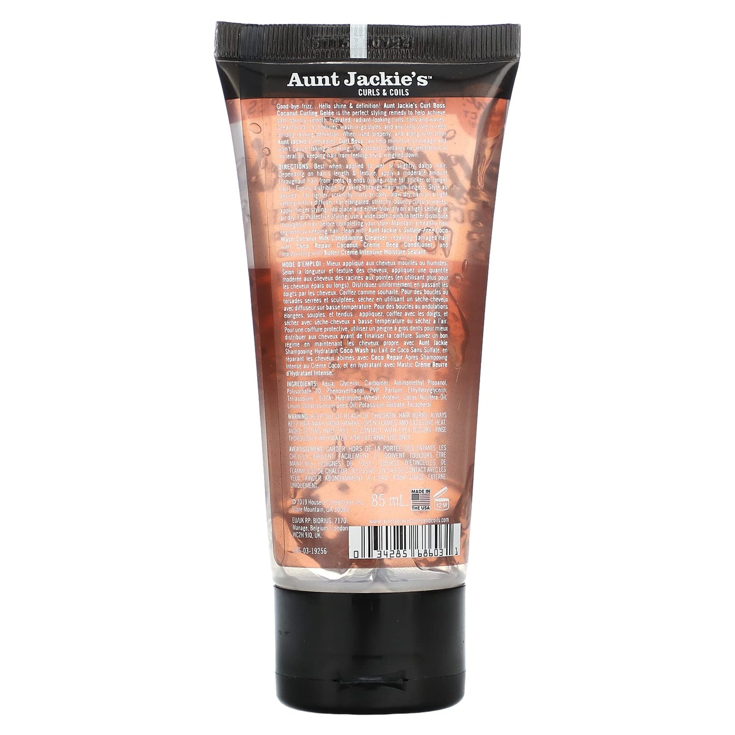Aunt Jackie's Curl Boss Coconut Curling Gelee Travel Size 3oz