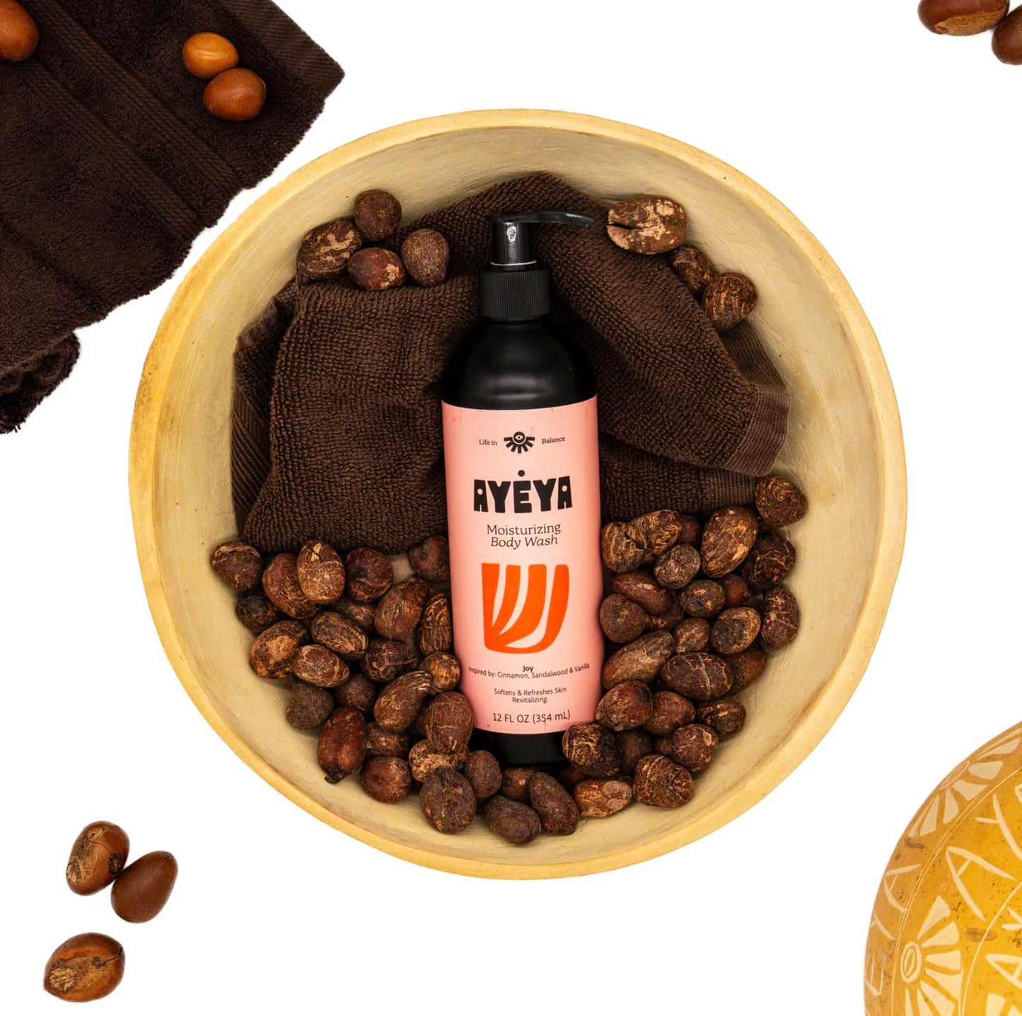 Ayeya Moisturizing Body Lotion - Joy - Cinnamon, Sandalwood & Vanilla Scent - Balancing Daily Lotion with Moringa Oil for Dry or Oily Skin - 12 Fl Oz