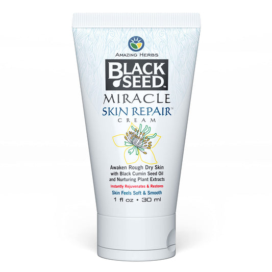 Amazing Herbs Black Seed Miracle Skin Repair Cream - Non-Allergenic Formula, Black Cumin Seed Oil, Vitamin E, & other Essential Oils, Supports