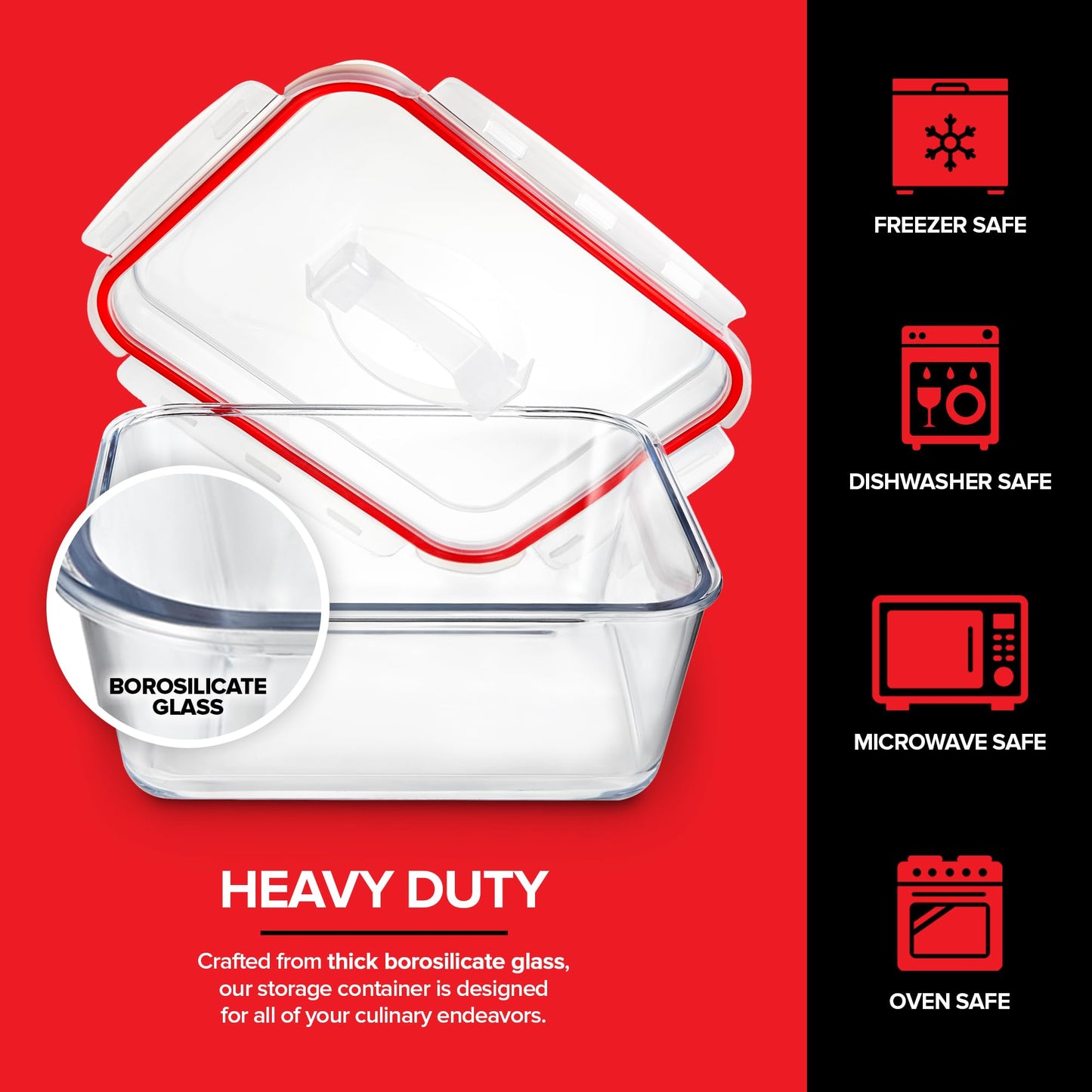 Stock Your Home 28 Cup Extra Large Rectangular Glass Food Storage Container with Lid, Modern Style, Airtight, Leak Proof, Microwave, Oven…