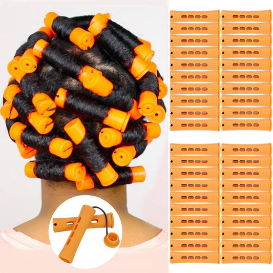40pcs Cold Wave Perm Rods Set for Women's Long & Short Natural Hair - Plastic Orange Rollers for Curling and DIY Hairdressing Beauty & Personal Care YOROSTAR