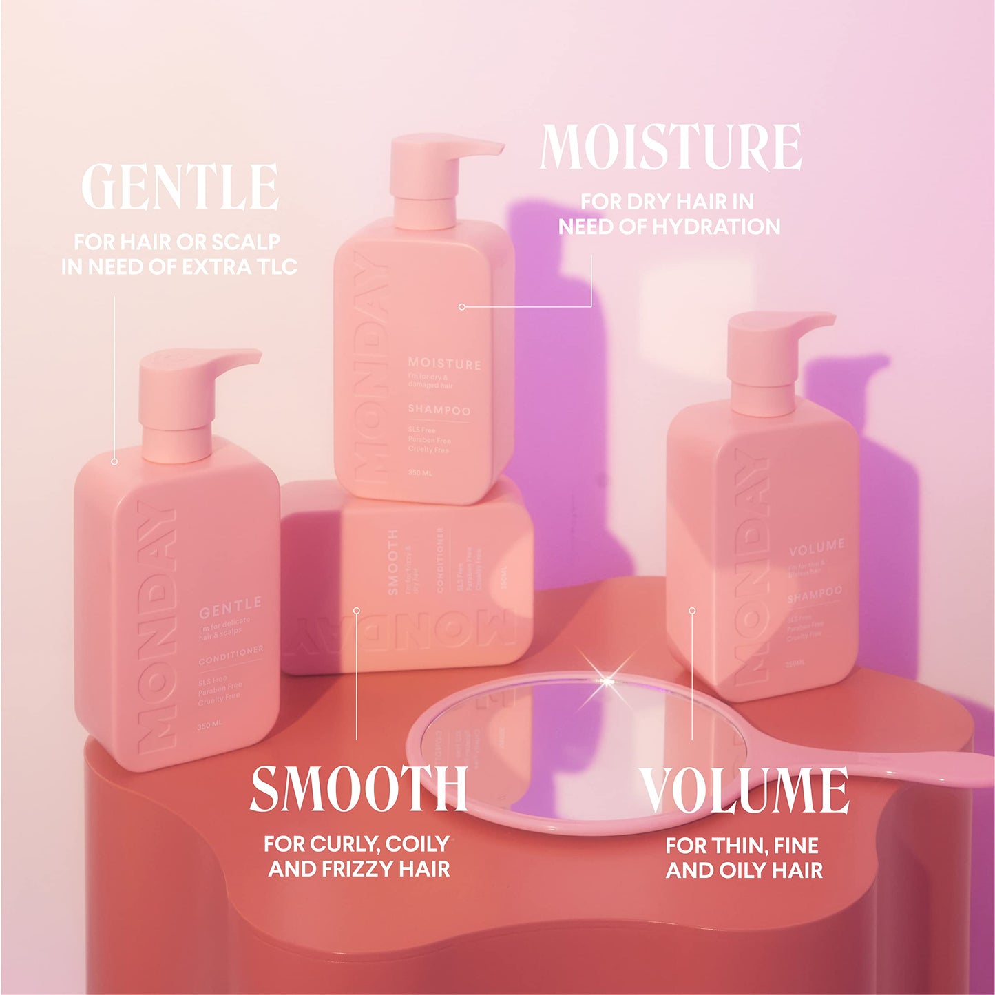 MONDAY HAIRCARE Smooth Shampoo + Conditioner Bathroom Set (2 Pack) 30oz Each for Frizzy, Coarse, and Curly Hair, Made from Coconut Oil, Shea Butter
