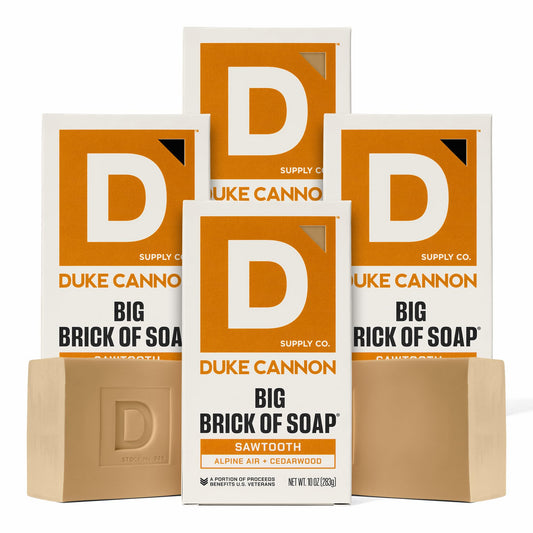 Duke Cannon Sawtooth Big Brick of Soap 4-Pack, 10 oz Each - Alpine Air & Cedarwood Scent, Large Triple-Milled Bar Soap for Men, Long-Lasting Beauty & Personal Care Duke Cannon Supply Co.