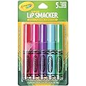 Lip Smacker Crayola Liquid Lip Gloss 5 Party Pack, 0.45 Fl. Oz, Firefly Red Punch, Wild Strawberry, Plumsicle, Aquamarine Magic, Green Jelly Bean