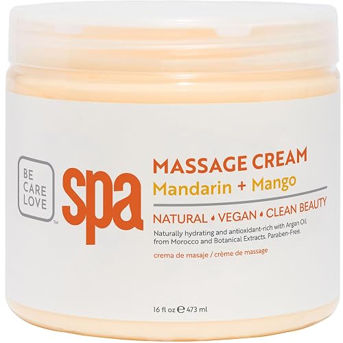BCL SPA Massage Cream organic Mandarin + Mango body lotion with shea butter, aloe vera, peppermint, argan and jojoba oils, body cream to invigorate