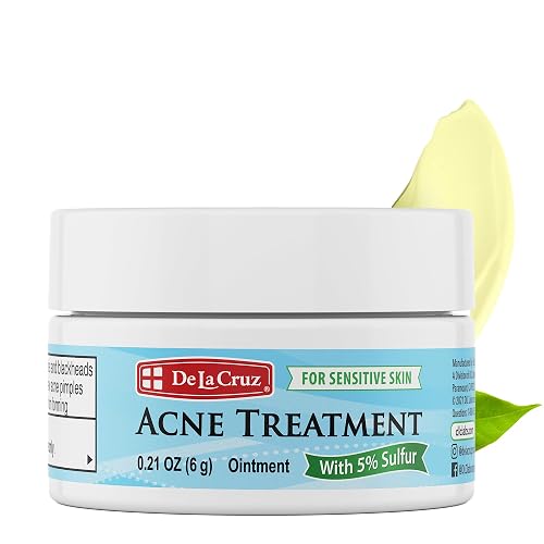 De La Cruz 5% Sulfur Ointment Cystic Acne Spot Treatment for Face & Body Skin Care Face Mask & Blackhead Remover, treatment for Hormonal Acne 0.21OZ