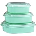 Reston Lloyd Nesting Microwave Containers, Set of 3, Adjustable Steam Vents, Airtight, Meal Prep, Durable BPA-Free Plastic- Freezer & Dishwasher…