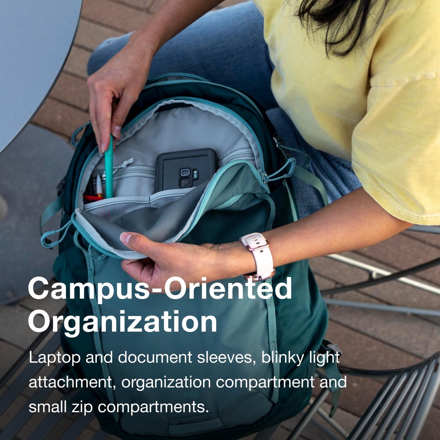 Osprey Axis Laptop Backpack - Sleek, Urban-Ready Everyday Pack with Laptop Sleeve, Dual Water Bottle Pockets, and Compression Straps - Ideal for College,Commutes, and Casual Travel, Pine Leaf Green