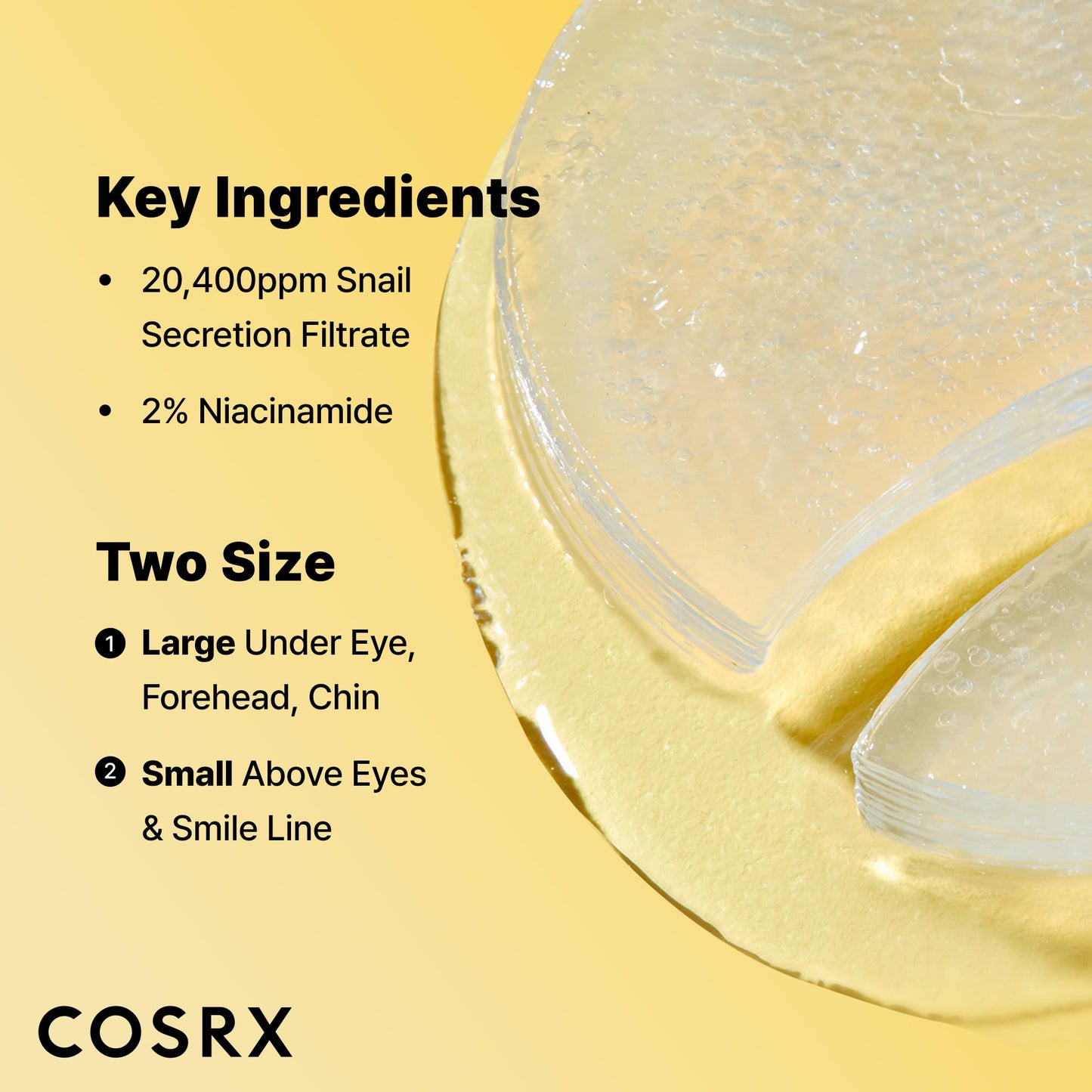 COSRX Advanced Snail Mucin Hydrogel Eye Patch for Fine Lines & Dry Under Eyes, Gel Serum Mask, Hydrating Under Eye Patches (60), Snail Eye Patches Beauty and Personal Care COSRX