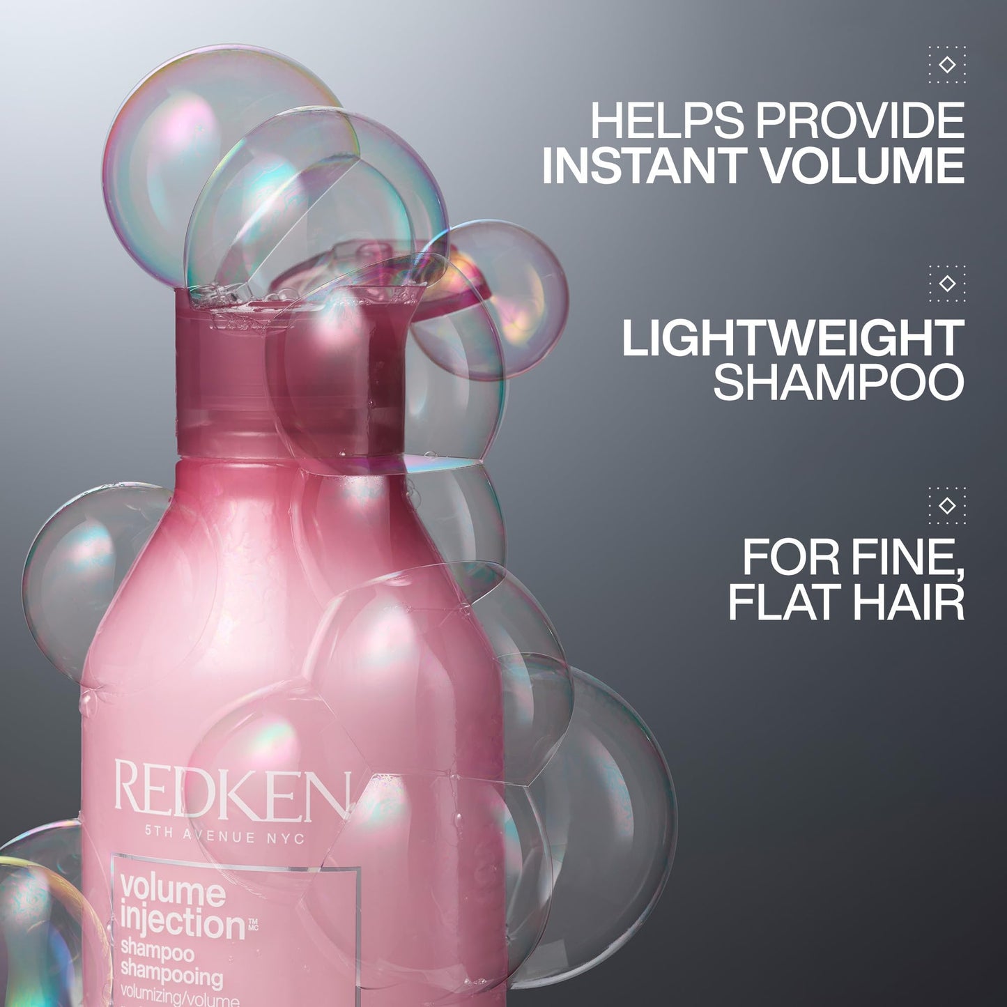 Redken Volume Injection Shampoo | Lightweight Volume Shampoo For Fine Hair | Adds Volume, Lift, and Body to Flat Hair | Soft, Shiny Finish | Paraben