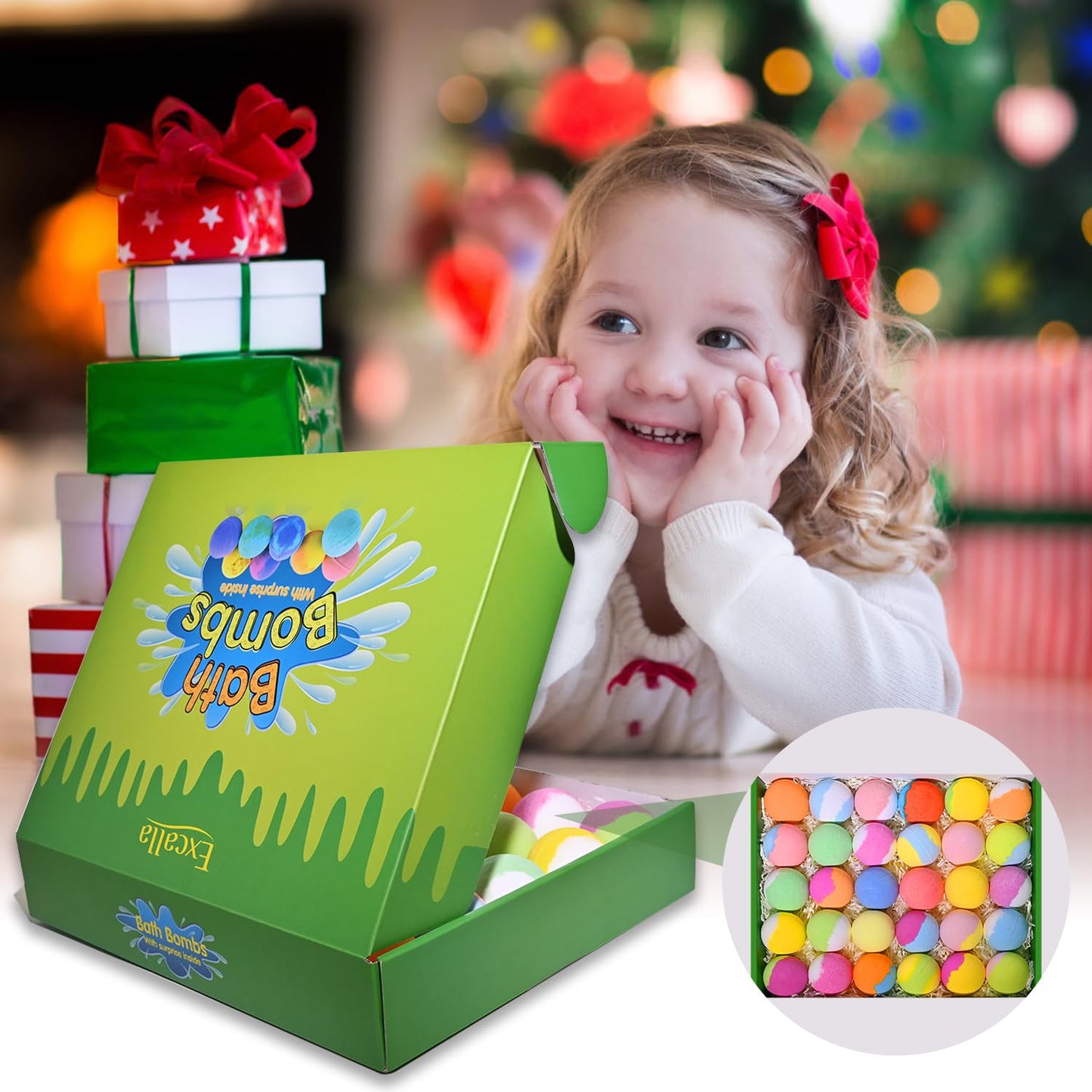 Bath Bombs for Kids with Toys Inside for Girls Boys - 30 Pack Bath Bombs Gift Set with Surprise, Kids Safe Bubble Bath Fizzy Balls Halloween…