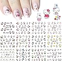 Cute Kawaii Cat Cartoon Nail Stickers Self-Adhesive Nail Decals for Women Girls Kids Nail Art Stickers (12 Sheets)