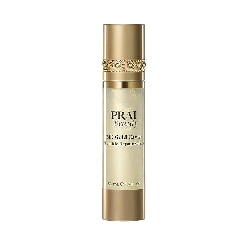 PRAI Beauty 24K Gold Caviar Wrinkle Repair Serum for Face | Anti-Aging Serum with Hyaluronic Acid to Plump and Fill In Wrinkles | Anti-Wrinkle Serum