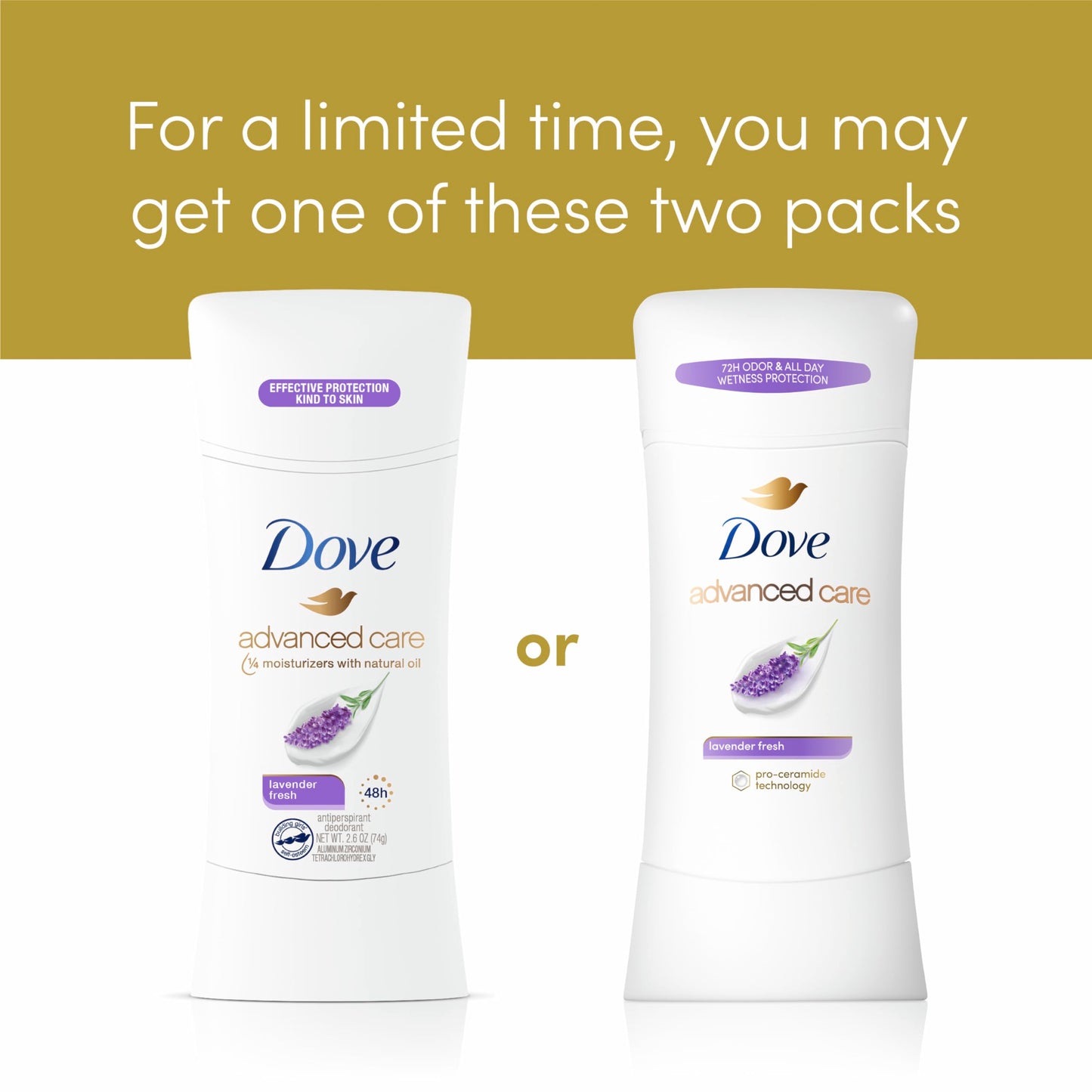 Dove Advanced Care Antiperspirant Deodorant Stick Lavender Fresh 4 ct for helping your skin barrier repair72 hr odor control and sweat protection Beauty and Personal Care Dove