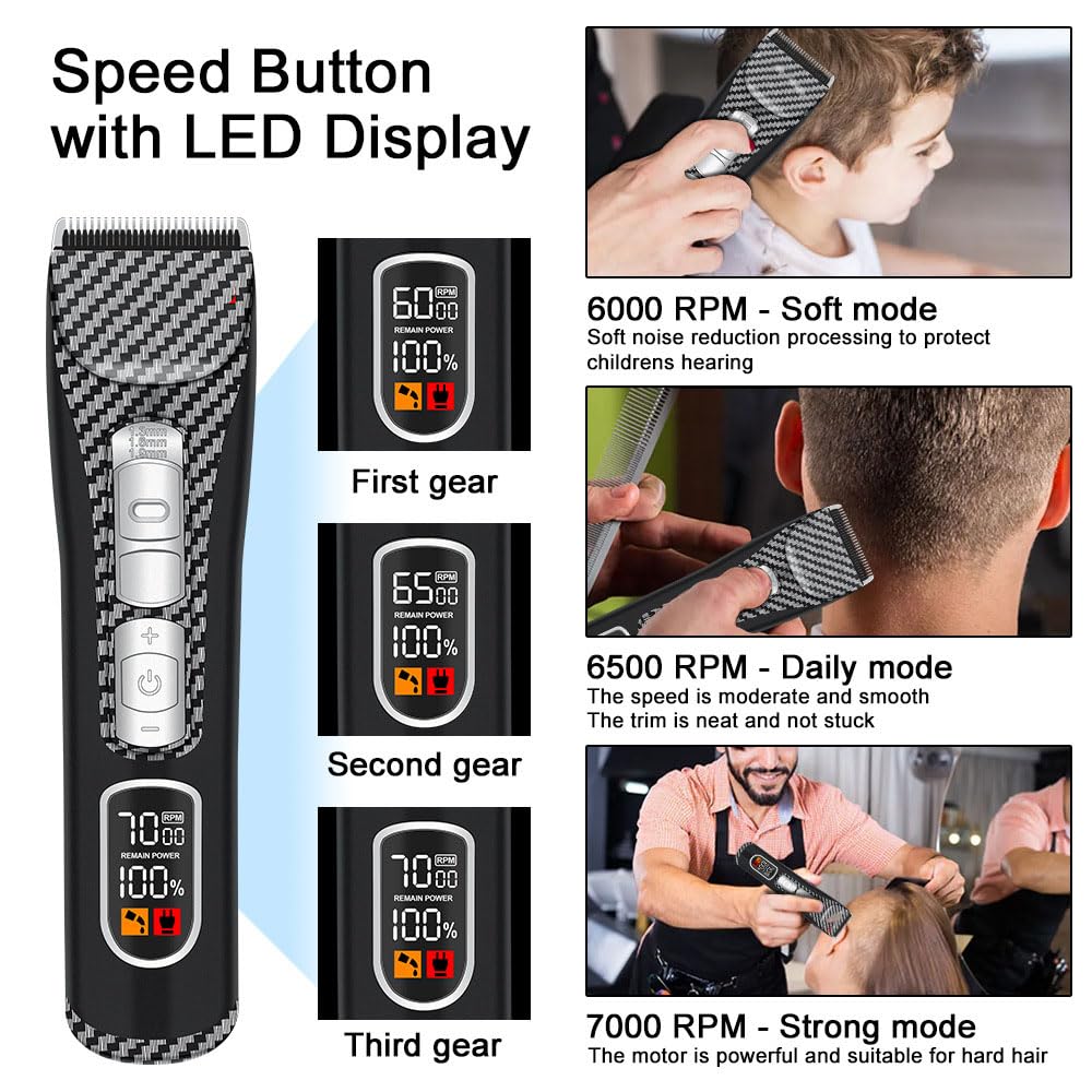 Hair Clippers for Men, Professional Clippers and Trimmers Set with LED Display, 2 Guide Combs,Cordless Beard Trimmer, Rechargeable Electric Shaver Beauty and Personal Care QDKVTNDJZ