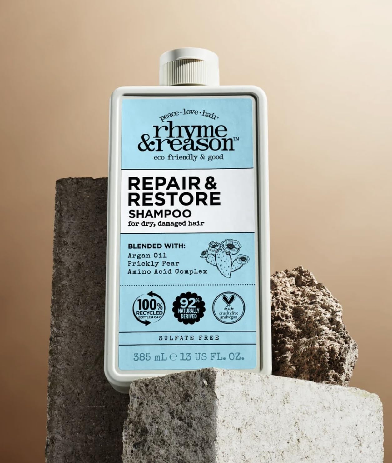 Rhyme & Reason Repair and Restore Shampoo & Conditioner Combo. 13 Fl. Oz. Each bottle. For Dry Damaged Hair. Hydrate Repair. Vegan Cruelty Free