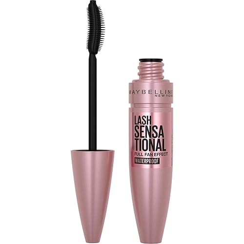 Maybelline Lash Sensational Waterproof Mascara, Lengthening and Volumizing for a Full Fan Effect, Brownish Black, 1 Count