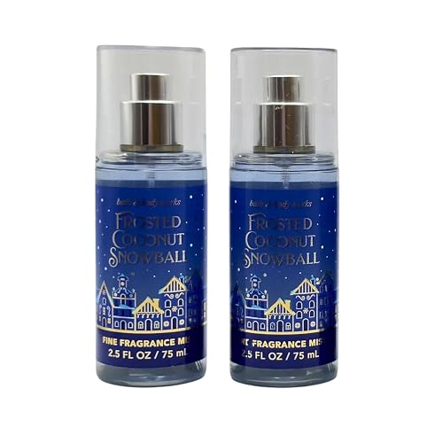 Bath & Body Works Mini Travel Size Fine Fragrance Mists, 2.5oz Each, Set of 2 (Frosted Coconut Snowball)