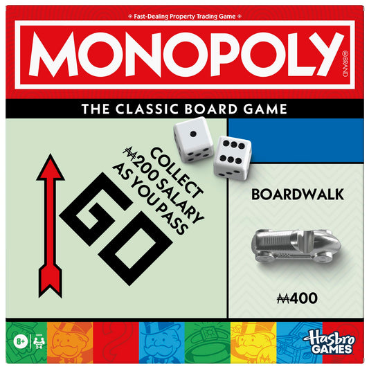 Monopoly Board Game | Classic Game with Storage Tray and Larger Tokens | Ages 8+ | 2 to 6 Players | Family Games for Kids and Adults | Kids Gifts