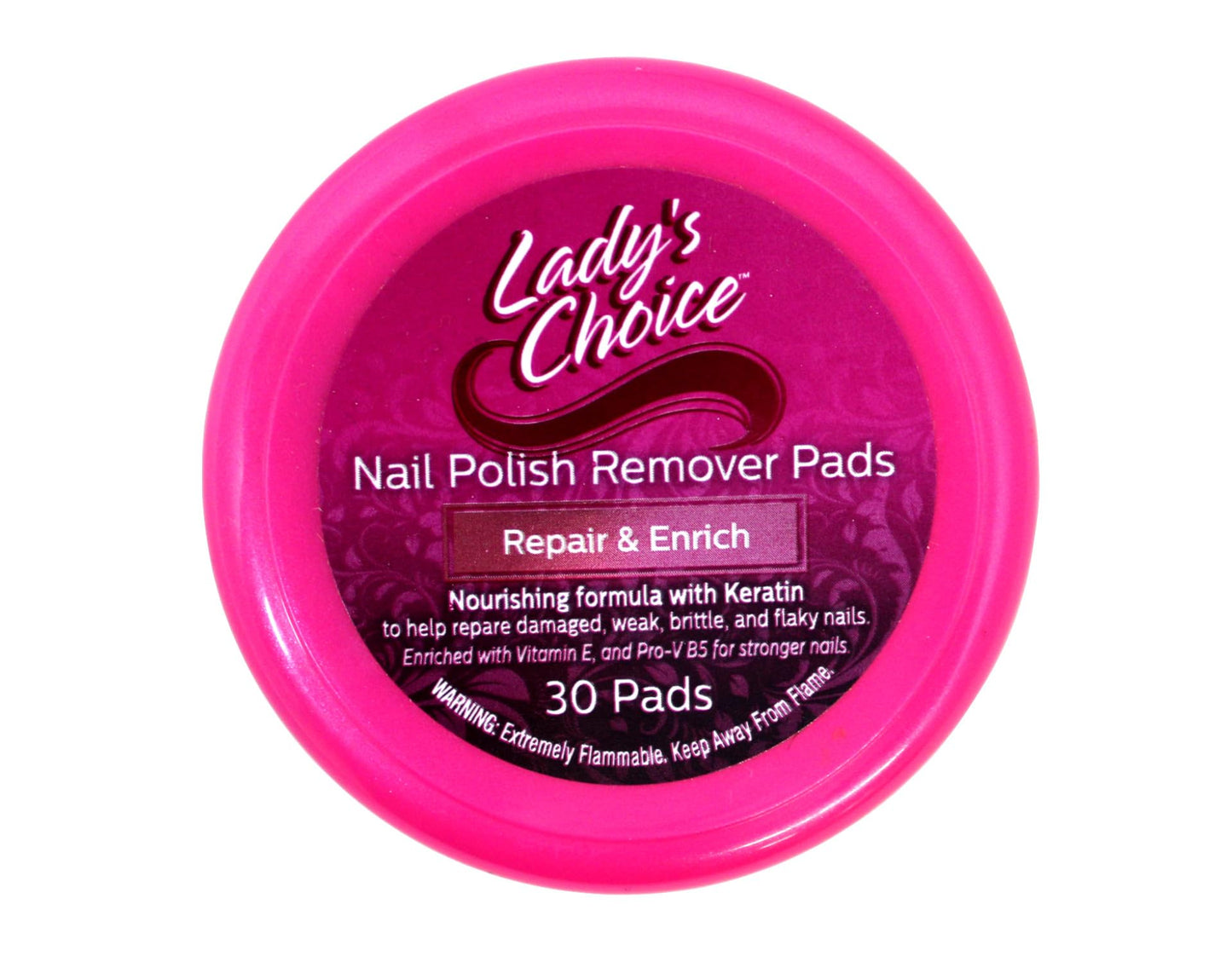 Lady’s Choice Nail Polish Remover Pads, Repair & Enrich, Nourishing formula with Keratin, 30 Count Beauty & Personal Care Lady’s Choice