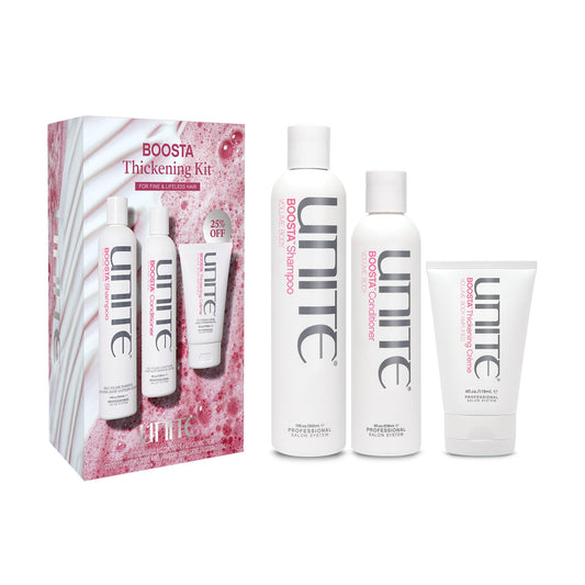 UNITE Hair - BOOSTA Volumizing Shampoo, Conditioner & Thickening Crème Set for Fine, Thin Hair - Builds Body, Fullness & Shine - Lightweight, Color