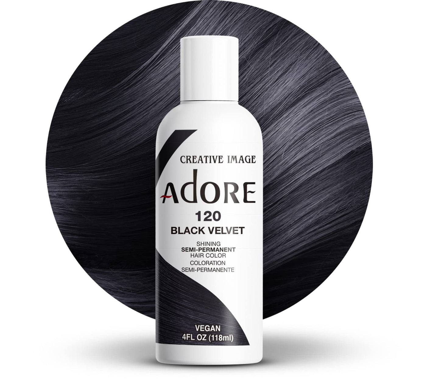 Adore Semi Permanent Hair Color - Vegan and Cruelty-Free Hair Dye - 4 Fl Oz - 120 Black Velvet (Pack of 3)