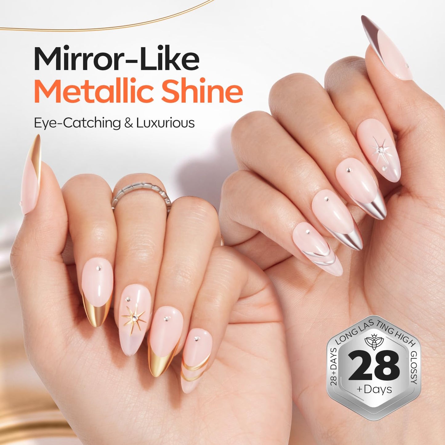 modelones Silver Gel Nail Polish, Metallic Nail Polish Soak Off Nail Lamp Acid Free Metallic Liner False Nails Gel Detailed Manicure LED Cured at Home Beauty and Personal Care modelones