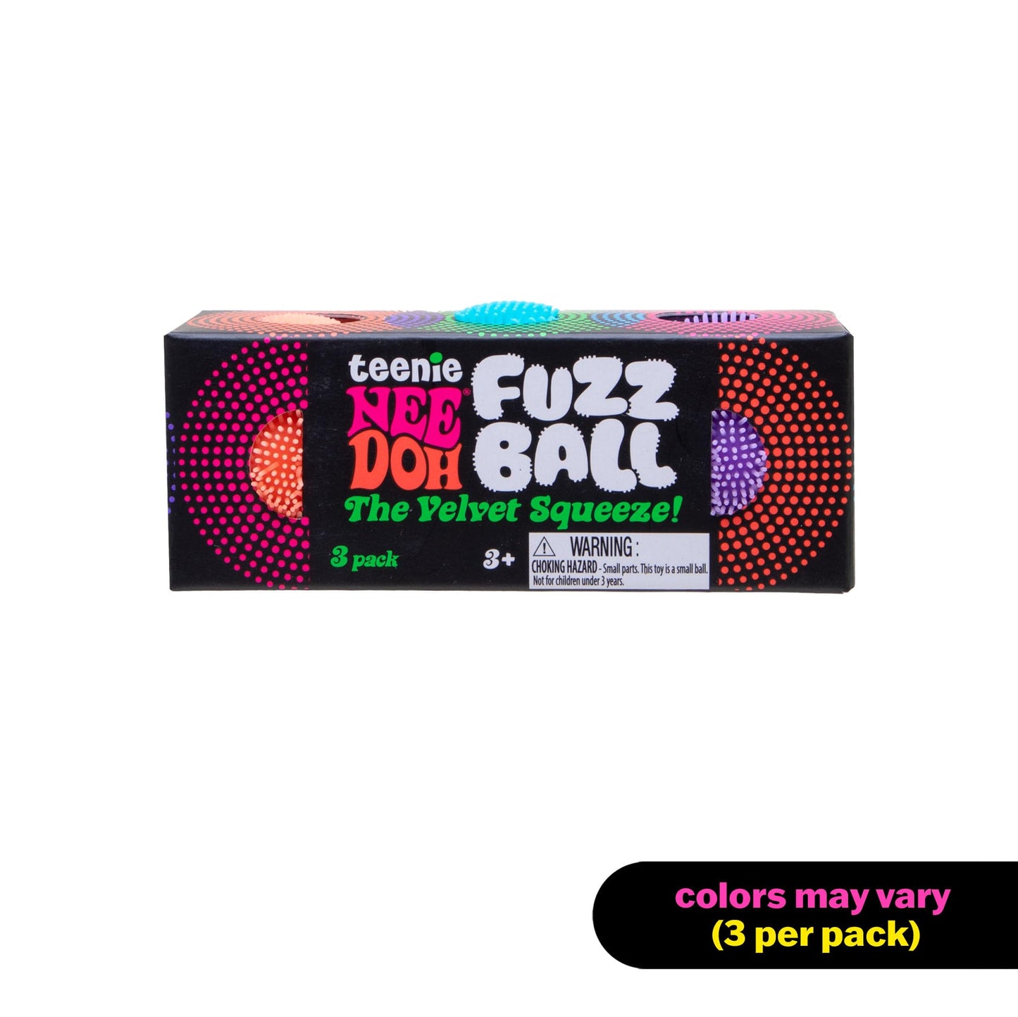 Schylling Teenie NeeDoh Fuzz Ball - Mini Sensory Toy with a Velvet Texture and Soft Cloud Squish - Ages 3 and Up - Color May Vary; Three Fuzz Balls…