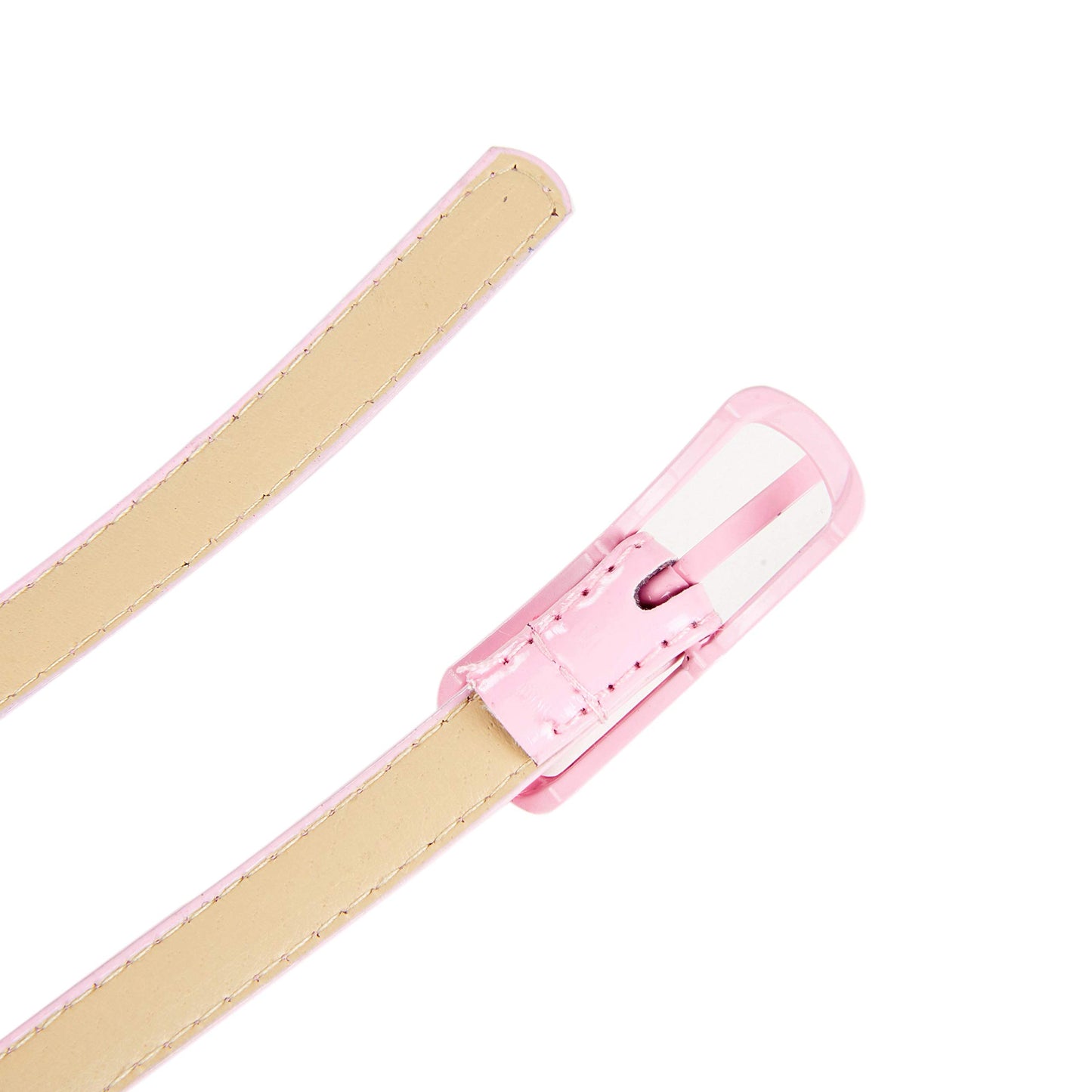 Selighting Women's Solid Color Faux Leather Skinny Belts for Dresses (One Size, Pink)